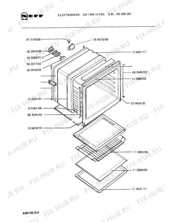 Взрыв-схема плиты (духовки) Neff 195305597 GR1344.12CSG - Схема узла 04