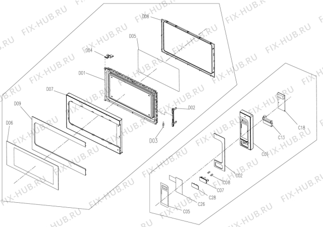 Взрыв-схема микроволновой печи Zanussi ZMW62FMMXA - Схема узла Section 2