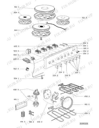 Схема №2 SMZ  2510 WS с изображением Кнопка для плиты (духовки) Whirlpool 481941258499