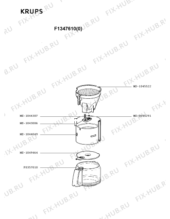 Взрыв-схема кофеварки (кофемашины) Krups F1347610(0) - Схема узла IP001467.0P2