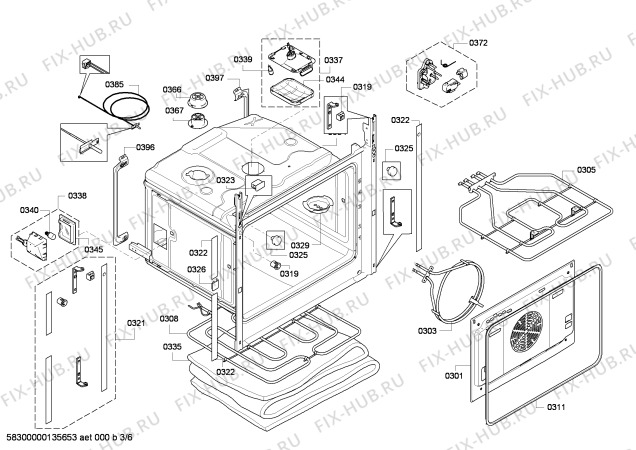 Взрыв-схема плиты (духовки) Bosch HBR78B750 - Схема узла 03