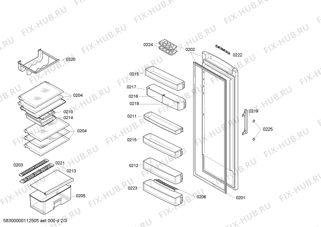 Схема №1 KS38R440IE с изображением Дверь для холодильной камеры Siemens 00243994