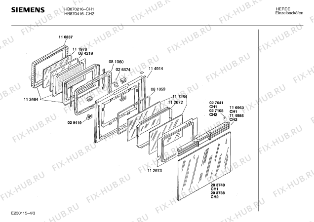 Взрыв-схема плиты (духовки) Siemens HB870216 - Схема узла 03