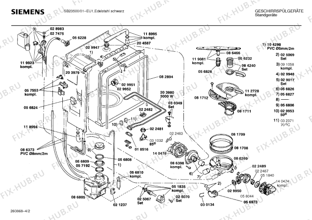 Взрыв-схема посудомоечной машины Siemens SB23500 - Схема узла 02