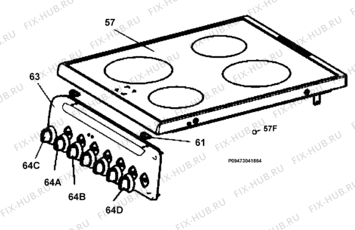 Взрыв-схема плиты (духовки) Electrolux EKC501503X - Схема узла Section 4