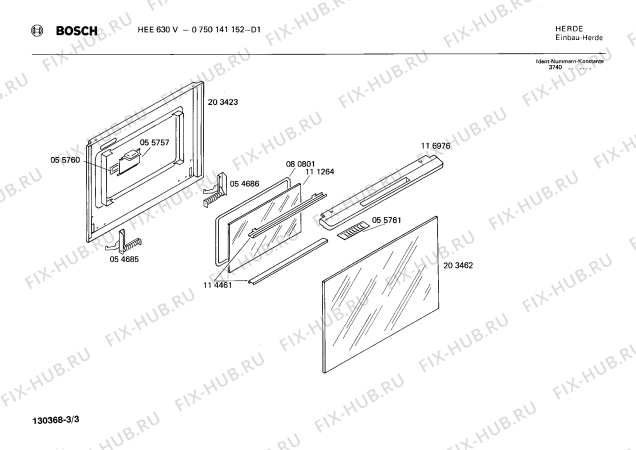 Схема №2 0750141102 HEE680V с изображением Ручка для духового шкафа Bosch 00027027