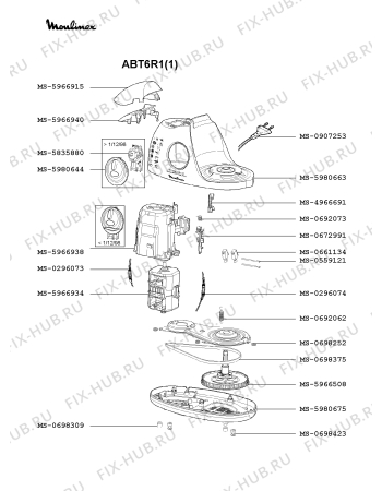 Взрыв-схема кухонного комбайна Moulinex ABT6R1(1) - Схема узла 6P000461.4P3