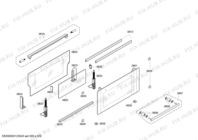 Взрыв-схема плиты (духовки) Bosch HBN43M551A - Схема узла 07