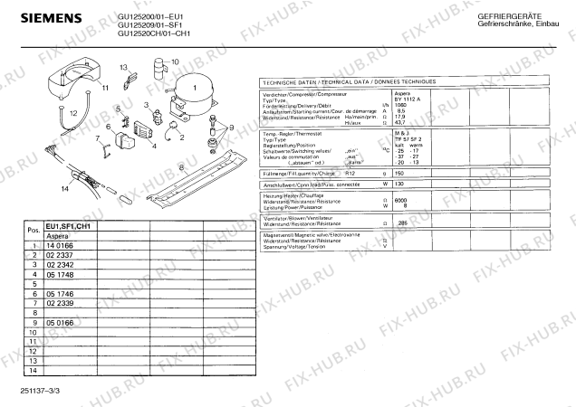 Взрыв-схема холодильника Siemens GU125200 - Схема узла 03