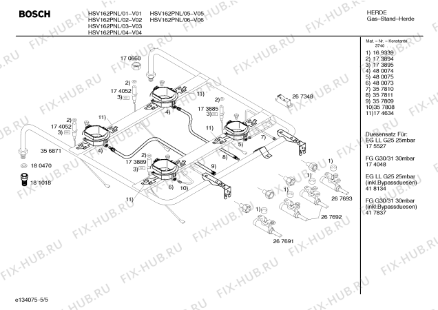 Схема №3 HSV422ENL Bosch с изображением Крышка для плиты (духовки) Bosch 00236756