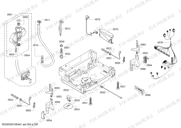 Взрыв-схема посудомоечной машины Bosch SBV95T10NL, Logixx - Схема узла 05