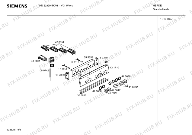 Взрыв-схема плиты (духовки) Siemens HN22329SK - Схема узла 05