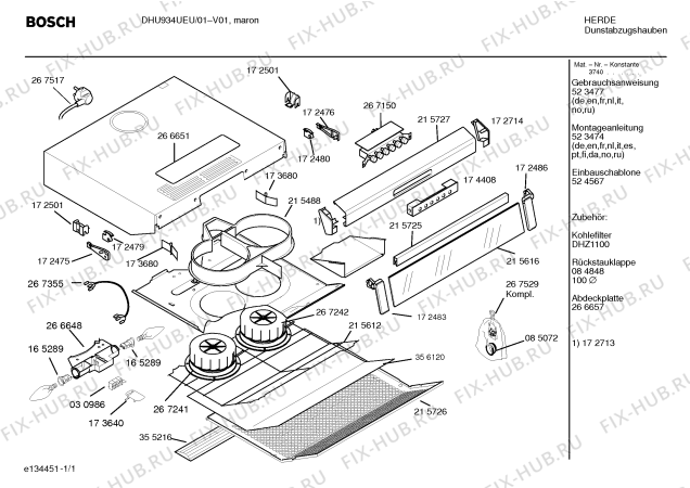 Схема №1 LU23042 с изображением Рамка для вытяжки Bosch 00215726