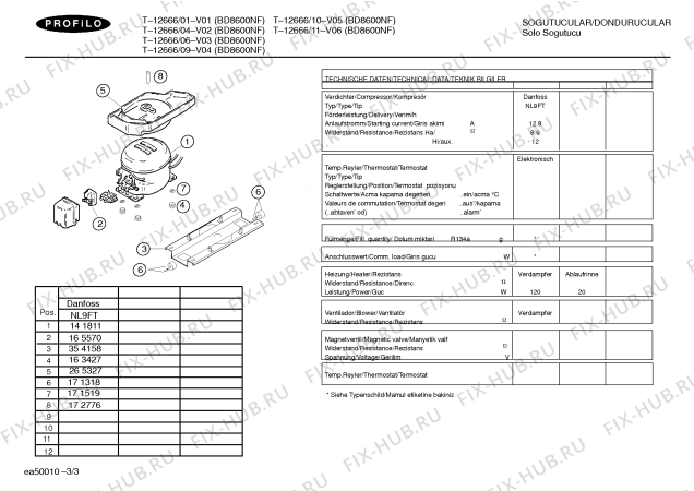 Взрыв-схема холодильника Profilo T-12666 - Схема узла 03