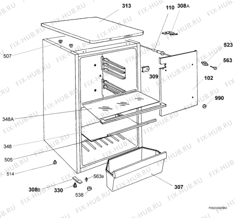 Взрыв-схема холодильника Electrolux ERC25003W - Схема узла Housing 001