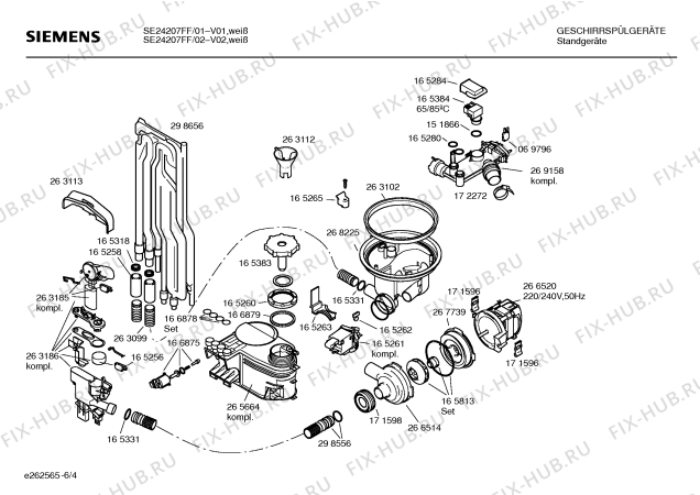 Схема №1 SE24207FF с изображением Инструкция по эксплуатации для электропосудомоечной машины Siemens 00527572