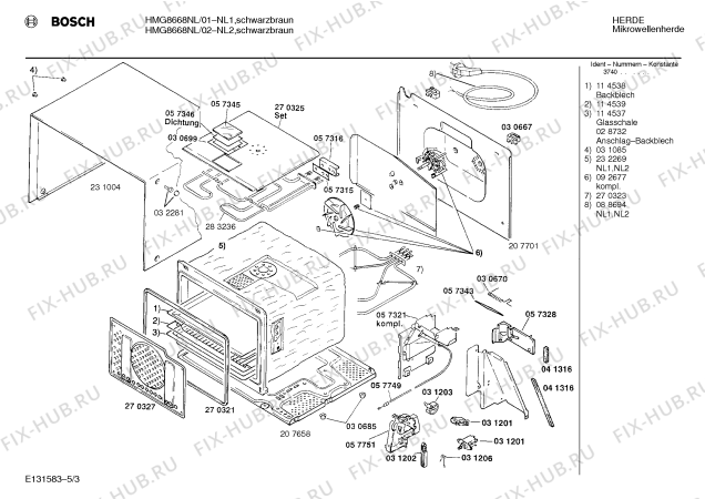 Схема №1 HMG8628NL с изображением Инструкция по эксплуатации для микроволновой печи Bosch 00516082