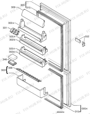 Взрыв-схема холодильника Rex Electrolux FI2210EVA+ - Схема узла Door 003