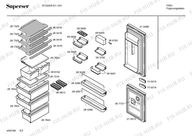 Схема №2 5FG320E с изображением Поднос для холодильника Bosch 00095691