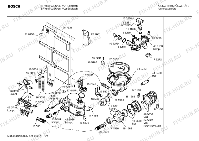 Схема №1 SRV55T34EU с изображением Набор кнопок для посудомойки Bosch 00600824