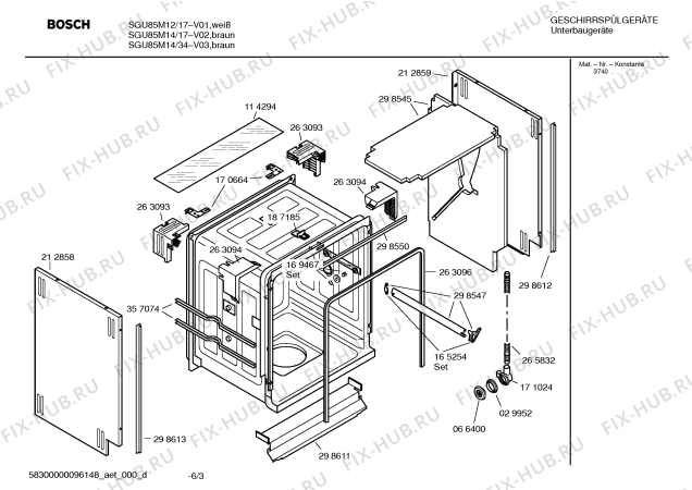 Взрыв-схема посудомоечной машины Bosch SGU85M12 Exclusiv - Схема узла 03