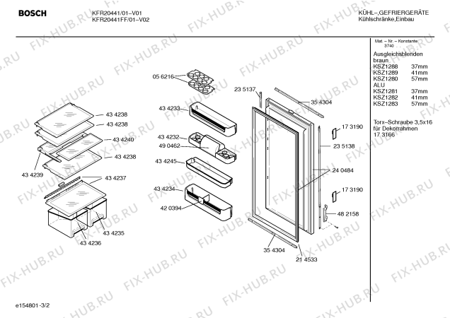 Взрыв-схема холодильника Bosch KFR20441FF - Схема узла 02