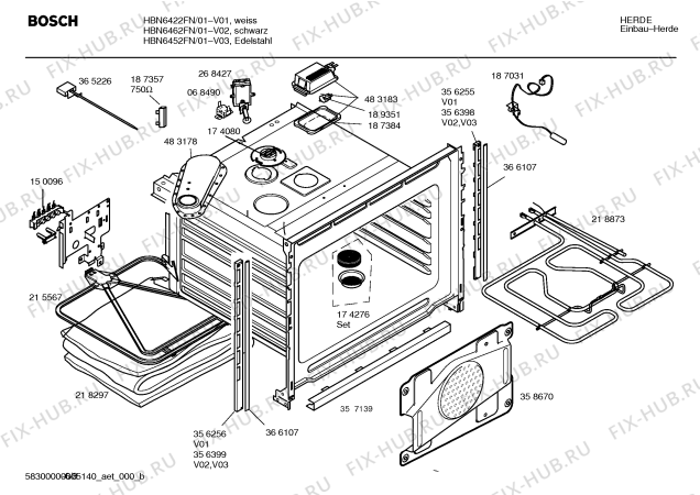 Схема №1 HBN6452FN с изображением Инструкция по эксплуатации для плиты (духовки) Bosch 00585256