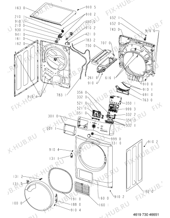 Схема №1 AZB 8670 с изображением Обшивка для стиральной машины Whirlpool 481010425702