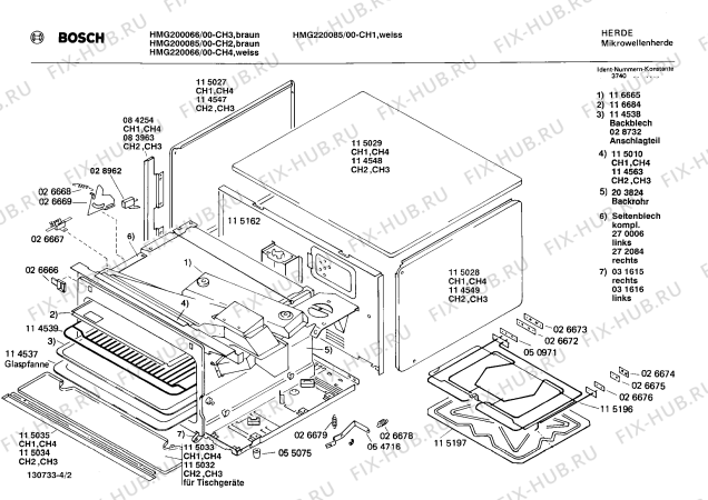Взрыв-схема микроволновой печи Bosch HMG200066 - Схема узла 02