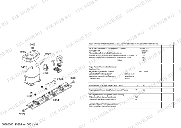 Взрыв-схема холодильника Bosch KGU40193EU - Схема узла 04