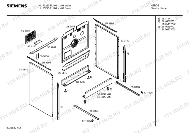 Схема №2 HL53225EU с изображением Стеклокерамика для духового шкафа Siemens 00235103