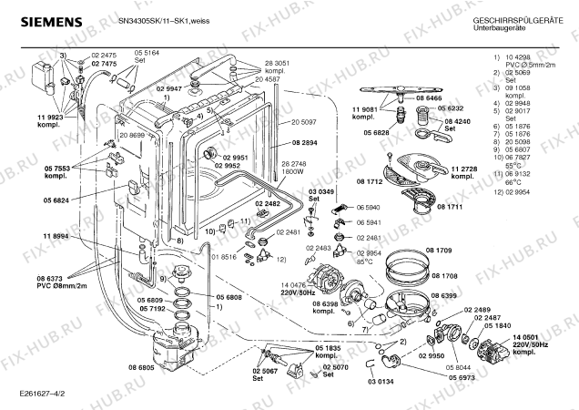 Взрыв-схема посудомоечной машины Siemens SN34305SK - Схема узла 02