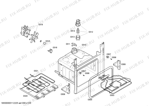 Схема №4 HBN43W350E Hornos bosch ind.multf.inox.ec3 с изображением Передняя часть корпуса для электропечи Bosch 00440539