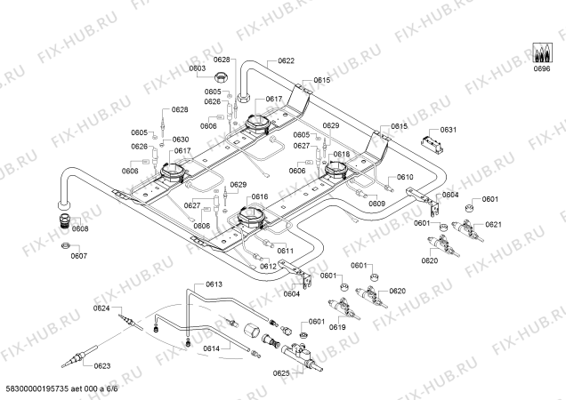 Взрыв-схема плиты (духовки) Bosch HGA233260R - Схема узла 06