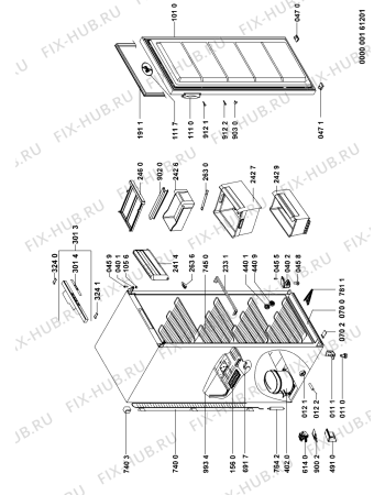 Схема №1 AFG 8184 с изображением Корпусная деталь для холодильника Whirlpool 480132101006