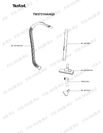 Взрыв-схема пылесоса Tefal TW3731HA/4Q0 - Схема узла XP005644.5P2