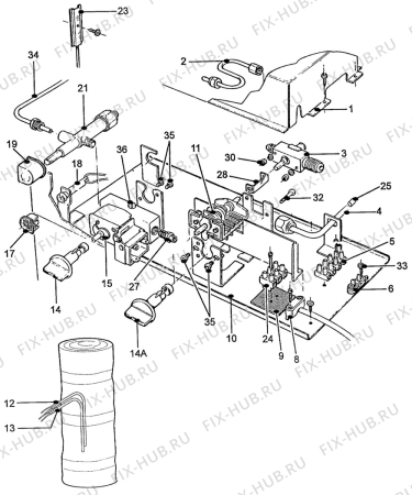 Взрыв-схема холодильника Electrolux RM4268 - Схема узла C20 Comb. armature  H