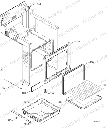 Взрыв-схема плиты (духовки) Zanussi ZCS6652W - Схема узла Housing 001