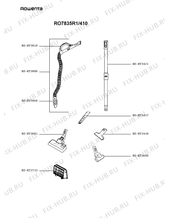 Взрыв-схема пылесоса Rowenta RO7835R1/410 - Схема узла YP004618.6P3