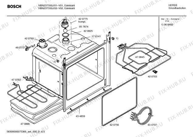 Схема №3 HBN23T550J с изображением Инструкция по эксплуатации для плиты (духовки) Bosch 00587400