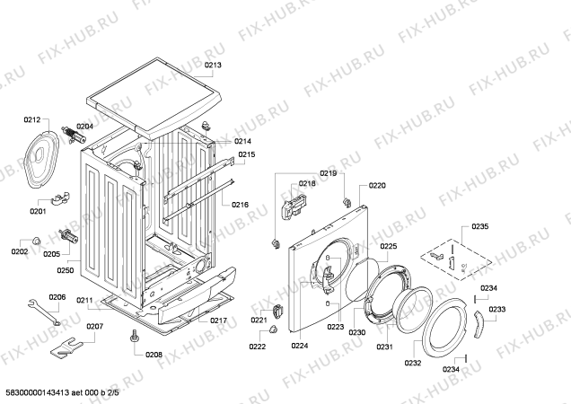 Взрыв-схема стиральной машины Bosch WAE24193 Bosch Maxx 6 VarioPerfect - Схема узла 02