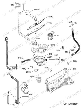 Взрыв-схема посудомоечной машины Electrolux RSL5531LO - Схема узла Hydraulic System 272