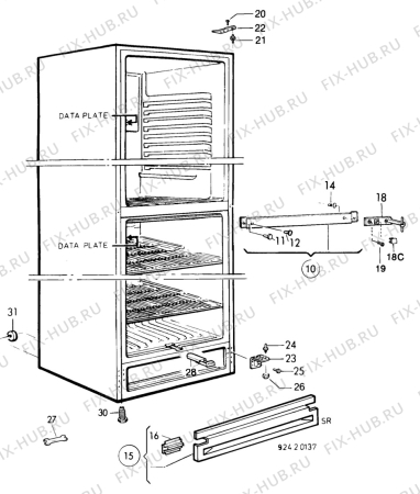 Взрыв-схема холодильника Zanussi ZFC21/2L - Схема узла C10 Cabinet