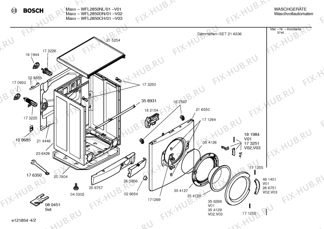Схема №2 WFL2850DN WFL2850 с изображением Инструкция по установке и эксплуатации для стиральной машины Bosch 00528166