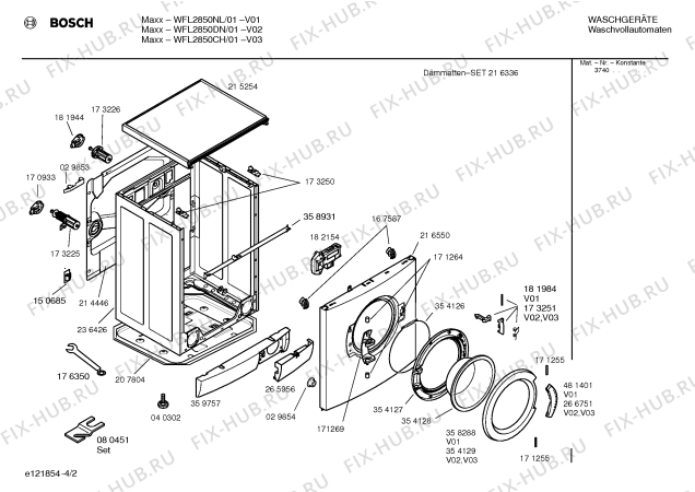 Схема №2 WFL2850CH WFL2850 с изображением Панель управления для стиралки Bosch 00362111