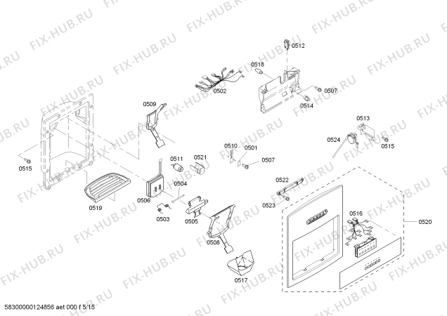 Схема №2 KBUDT4250A 42" SXS REFRIG (SS) DESIGNER HDL с изображением Внешняя дверь для электропосудомоечной машины Bosch 00242935