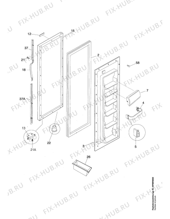 Взрыв-схема холодильника Aeg MTRS225NGW - Схема узла Freezer door