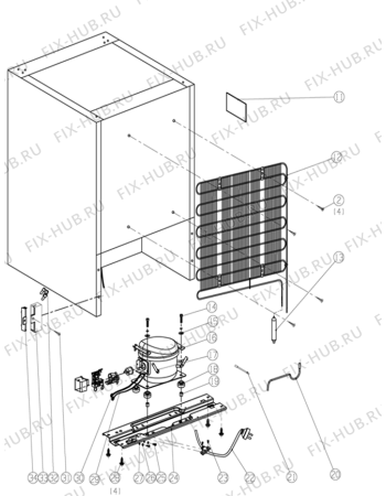Взрыв-схема холодильника Upo F851 (369211, ZOS10262) - Схема узла 02