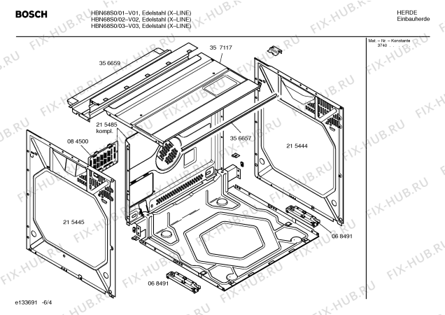 Схема №3 HBN68S0 с изображением Инструкция по эксплуатации для духового шкафа Bosch 00527690