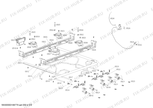 Взрыв-схема плиты (духовки) Coldex FP101I19SC COCINA COLDEX IMPERIA INOX L60 220V - Схема узла 05